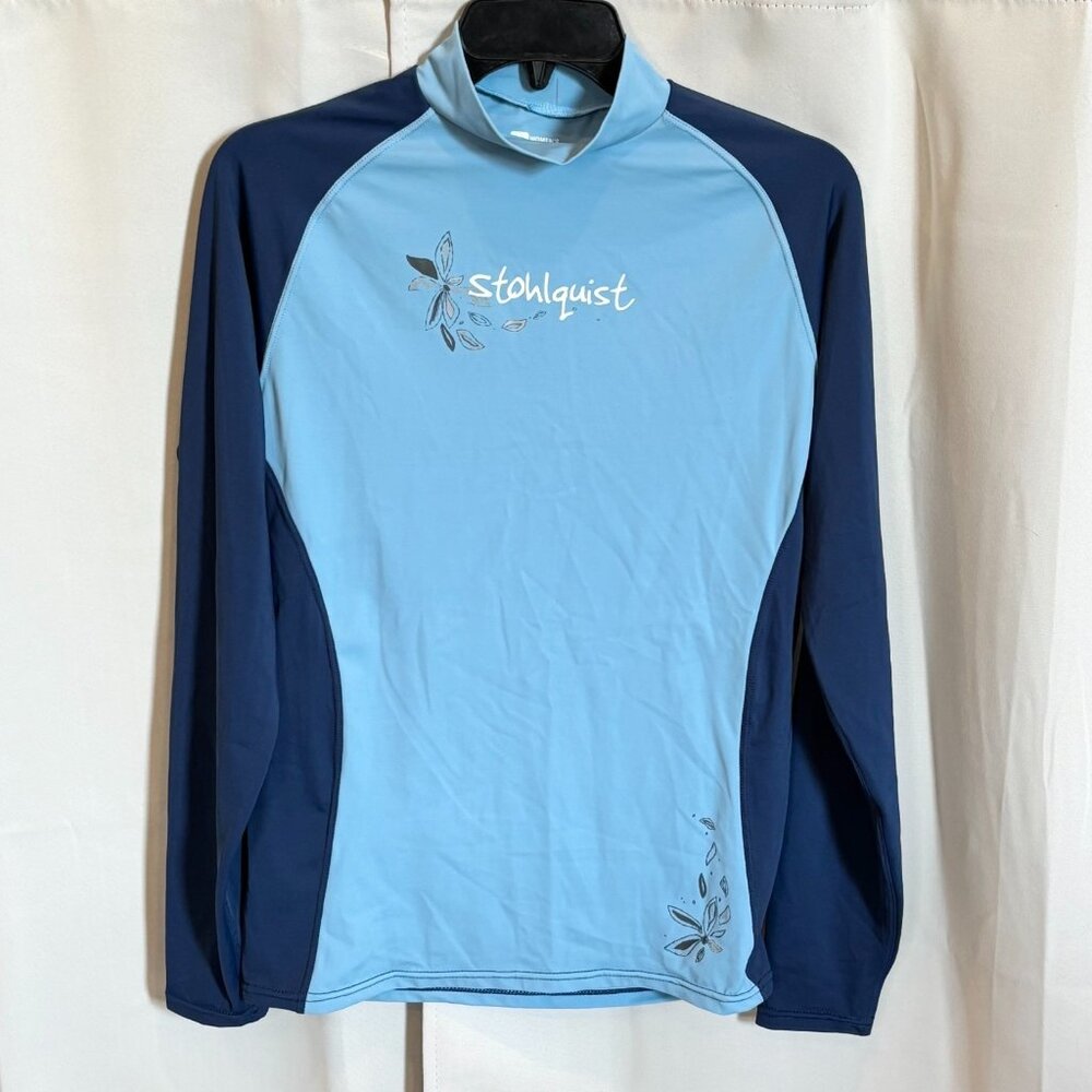 Stohlquist Womens Rashguard Top Size‎ XL Blue Stretch Beachy Surf Floral 18744